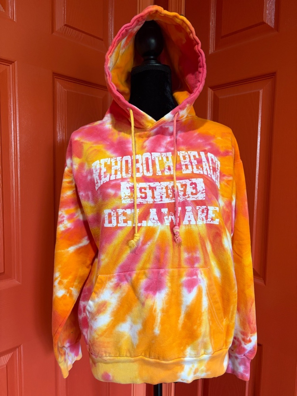 Unisex Pullover Hoodie with Pouch Pocket, Tie Dye, Size M